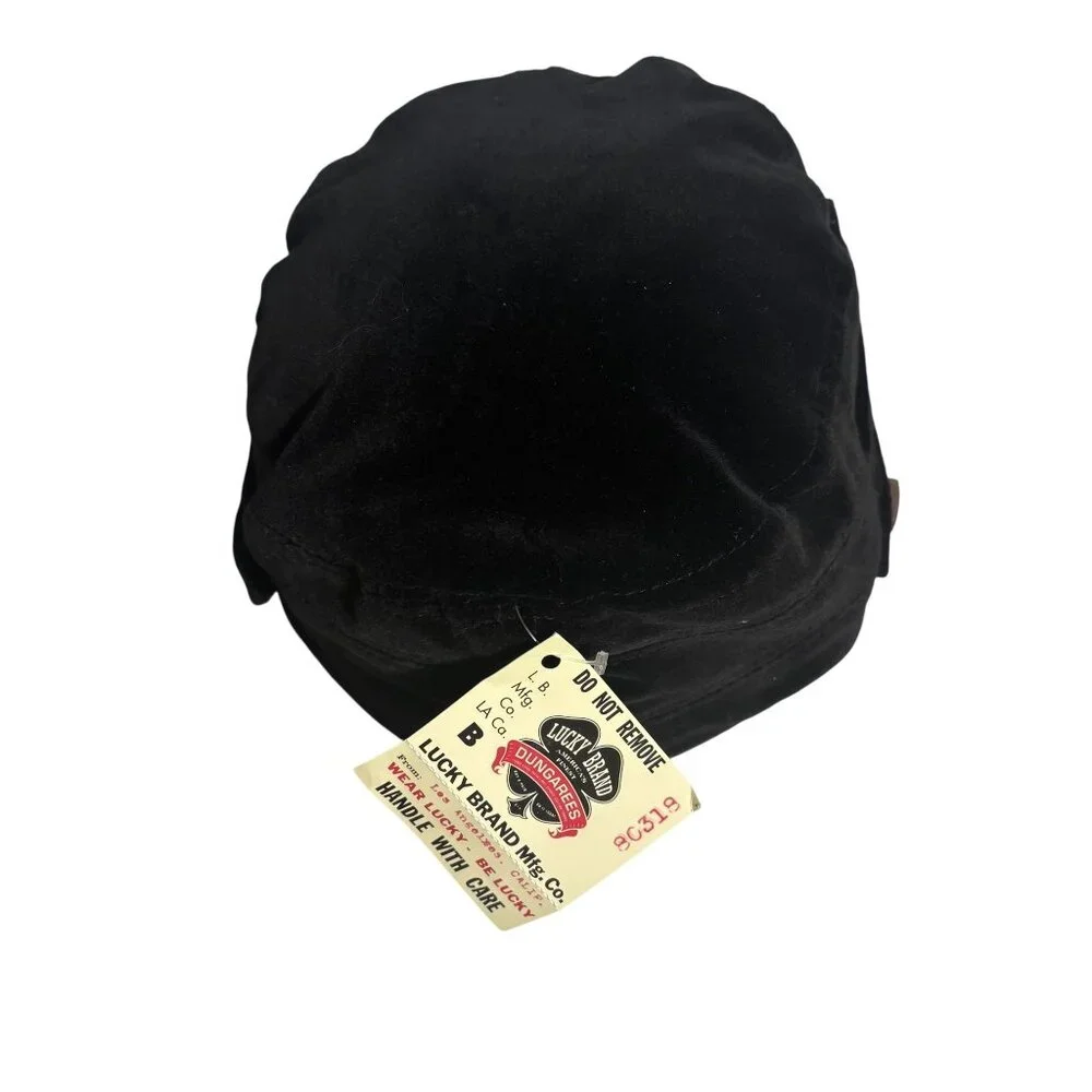 Lucky Brand Black Velvet Newsboy Cap With Button Detail - Picture 5 of 7